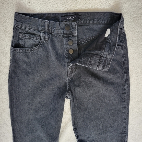 J Brand Wynne Jeans Black Overthrow High Rise Button Fly Cropped Cutout Hems 26 - Picture 5 of 14